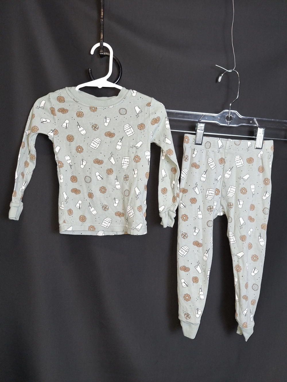 Kids' Cookie & Milk Long Sleeve Pajama Set - Sage Green